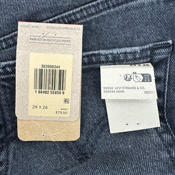 NWT Levis 501 Womens Black Cropped High Rise Straight Denim Jeans W29 L26 - Picture 9 of 11
